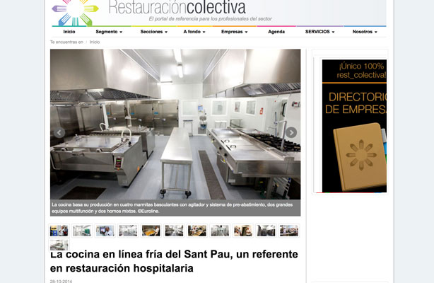La cocina en línea fría del Sant Pau, un referente en restauración hospitalaria.